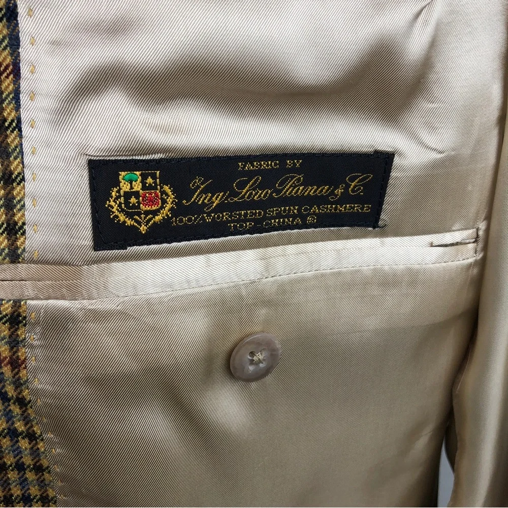 Hart Schaffner Marx Gold Trumpeter Blazer Sz 41L Loro Piana Houndstooth Cashmere - Picture 10 of 13